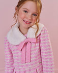 Vestido em Malha Tweed. Acompanha Gola em Pelo 89665 Infanti Infantil Menina