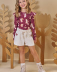 Conjunto de Blusa em Malha Power com Shorts em Moletom sem Pelúcia 90573 Infanti Infantil Menina