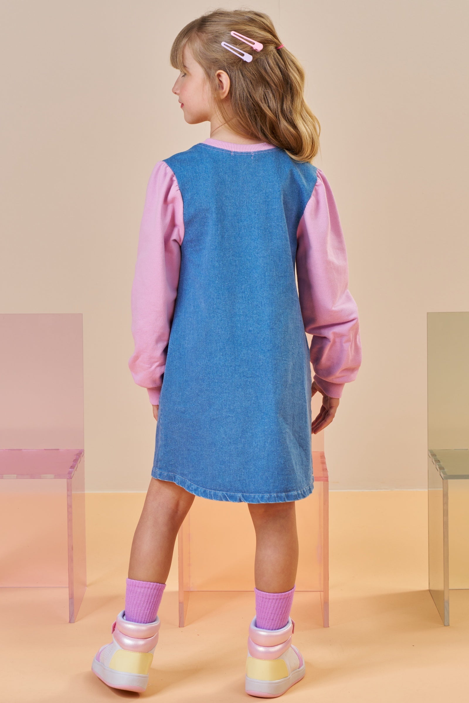 Vestido em Jeans com Elastano e Molecotton 90813 Infanti Infantil Menina