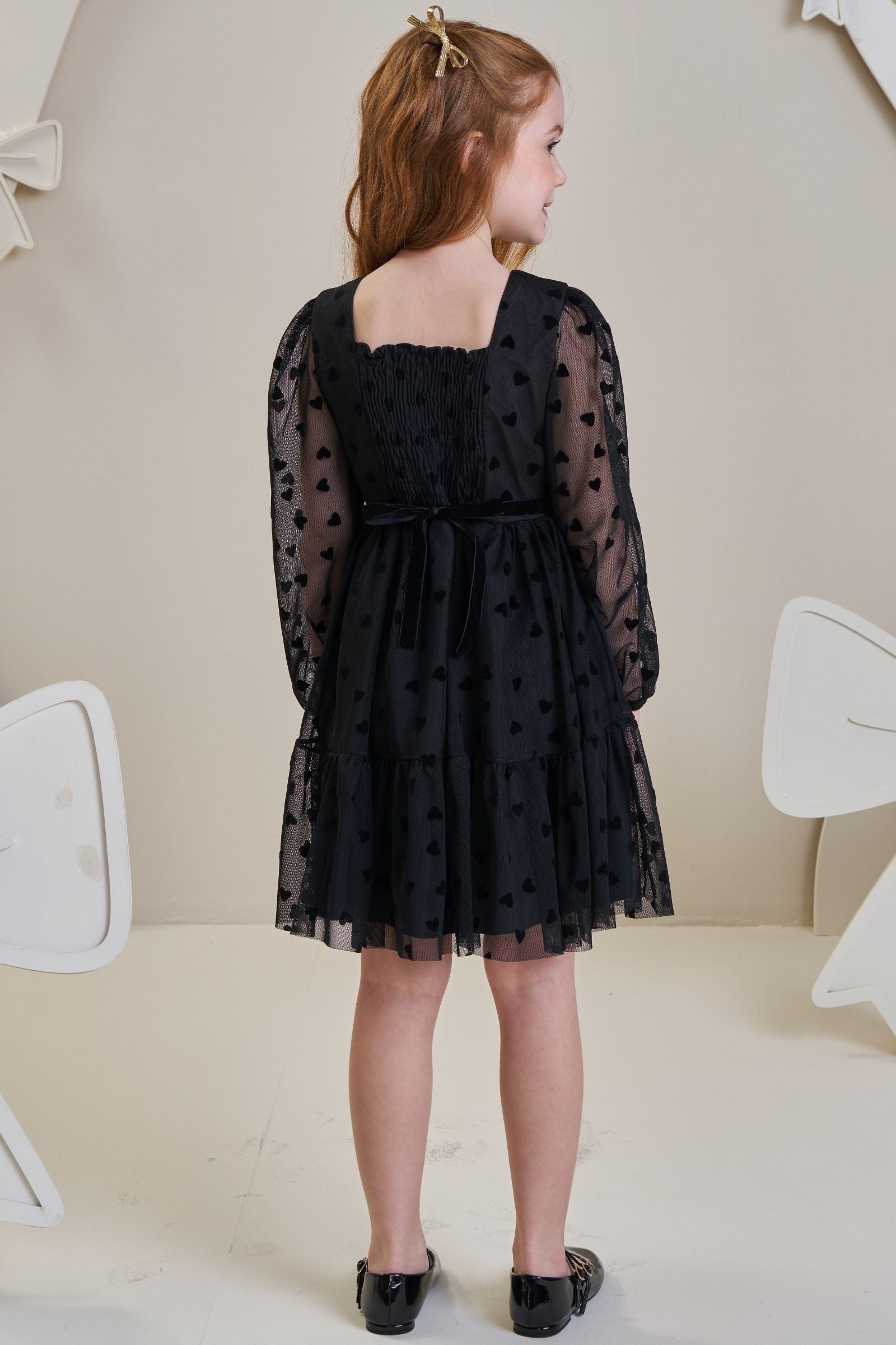 Vestido em Tule Flocking Coração 91538 Infanti Infantil Menina