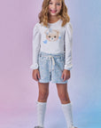 Conjunto de Blusa em Malha Comfy e Shorts em Malha Tweed Colorida 92607 Infanti Infantil Menina