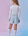 Conjunto de Blusa em Malha Comfy e Shorts em Malha Tweed Colorida 92607 Infanti Infantil Menina