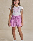 Conjunto de Blusa em Cotton e Shorts em Laise Romantic 93217 Infanti Infantil Menina