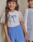 Conjunto de Blusa em Cotton e Tule e Shorts em Blend de Viscose 93231 Infanti Infantil Menina