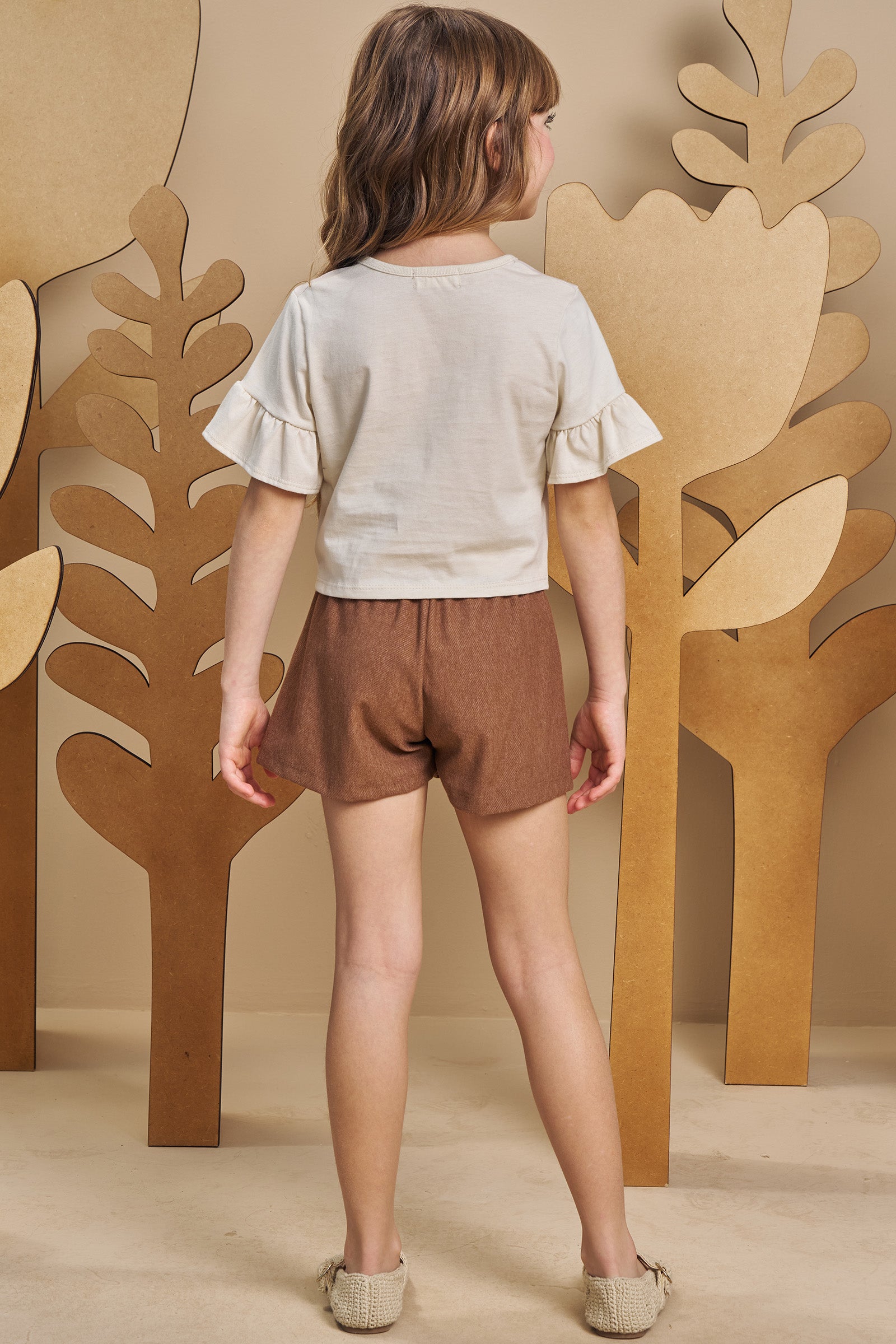 Conjunto de Blusa Boxy em Meia Malha com Shorts em Cotton Jeans 93363 Infanti Infantil Menina