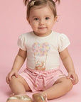 Conjunto de Body em Cotton com Shorts em Moletom sem Pelúcia 94194 Infanti Bebê Menina