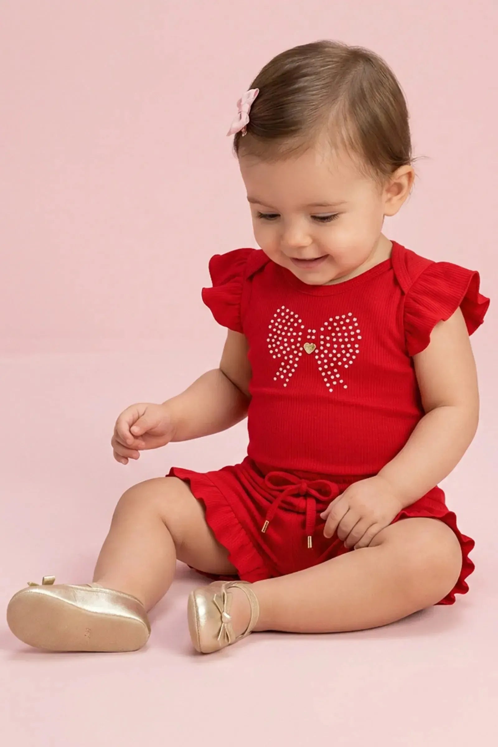 Conjunto de Body e Shorts em Canelado Liz 96897 Infanti Bebê Menina