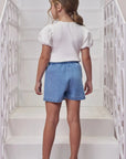 Blusa em Cotton e Tricoline e Short Saia em Jeans 98795 Infanti Infantil Menina