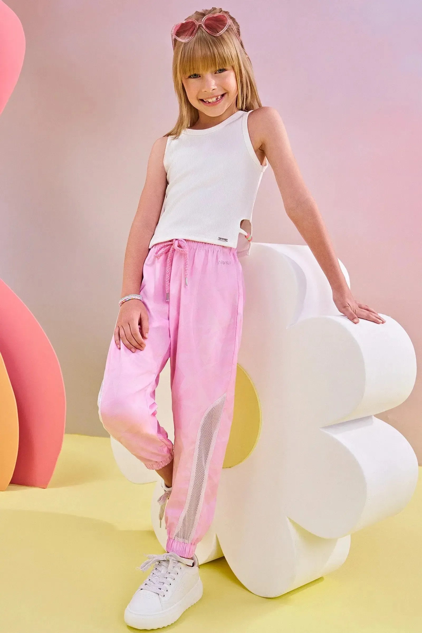 Blusa Regata Cropped em Ribana Fancy 82837 Infanti Infantil Menina