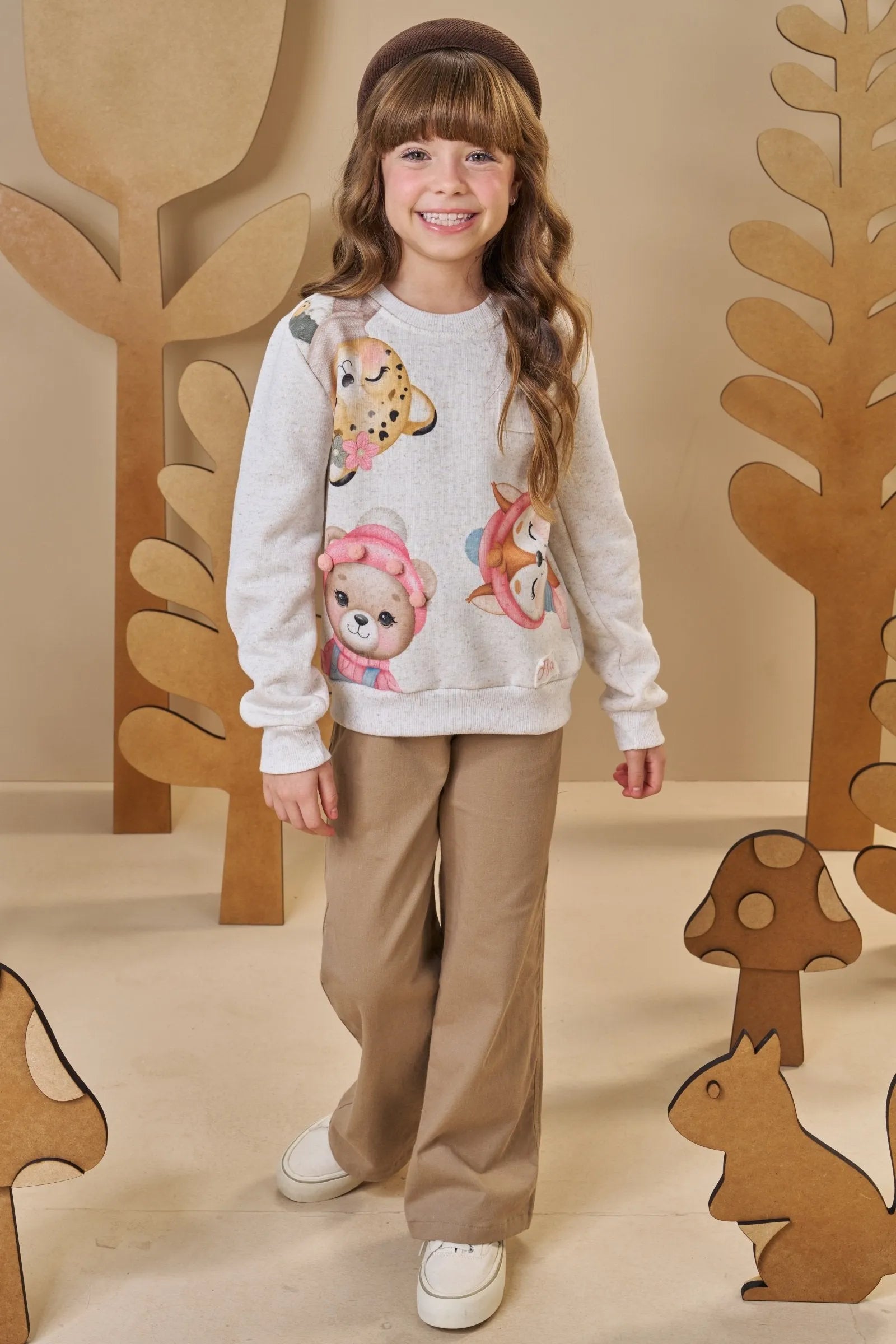 Blusão em Moletom Linho 3 Cabos com Pelúcia 89418 Infanti Infantil Menina