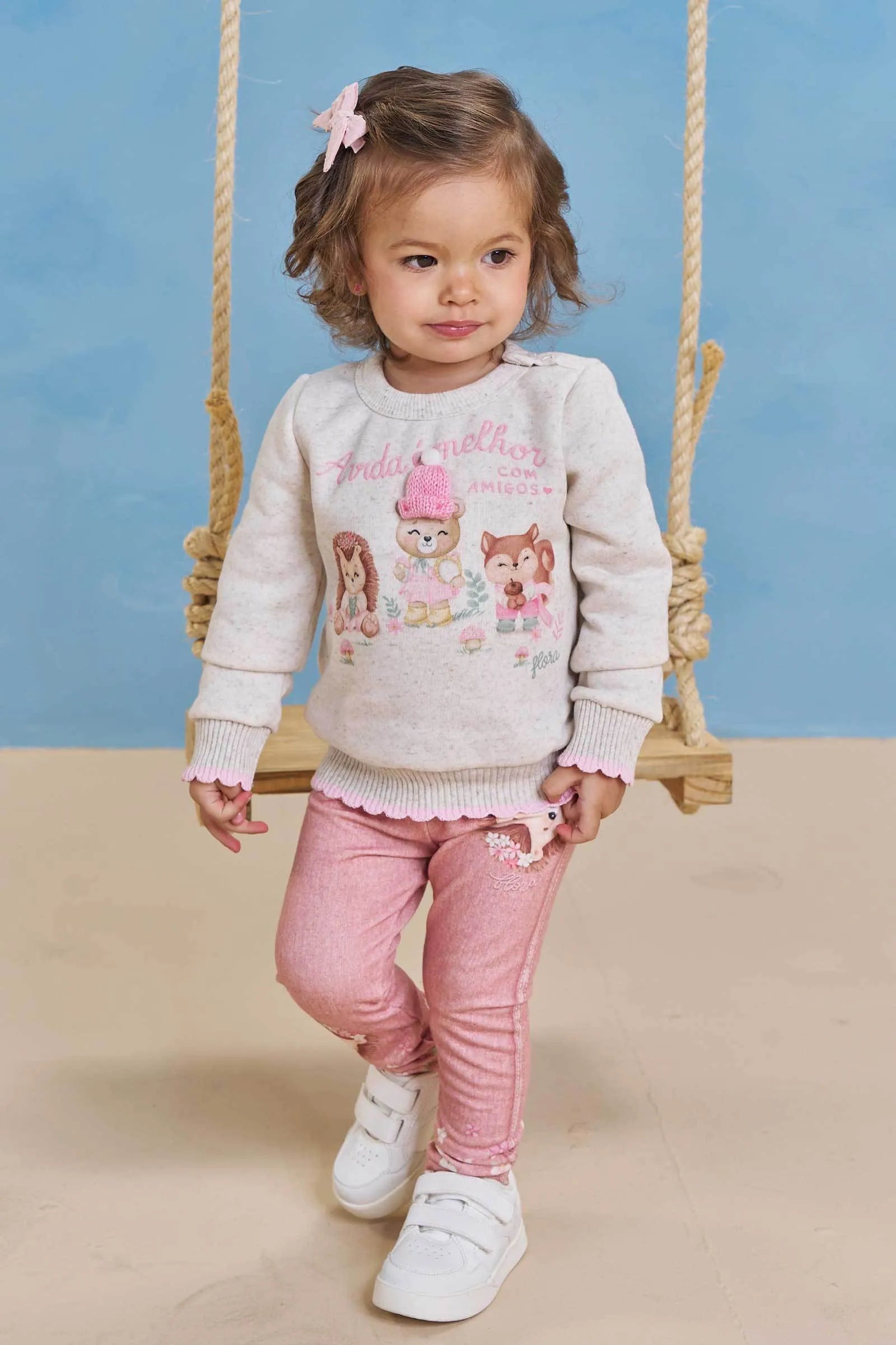 Blusão em Moletom Linho 3 Cabos com Pelúcia 89642 Infanti Bebê Menina