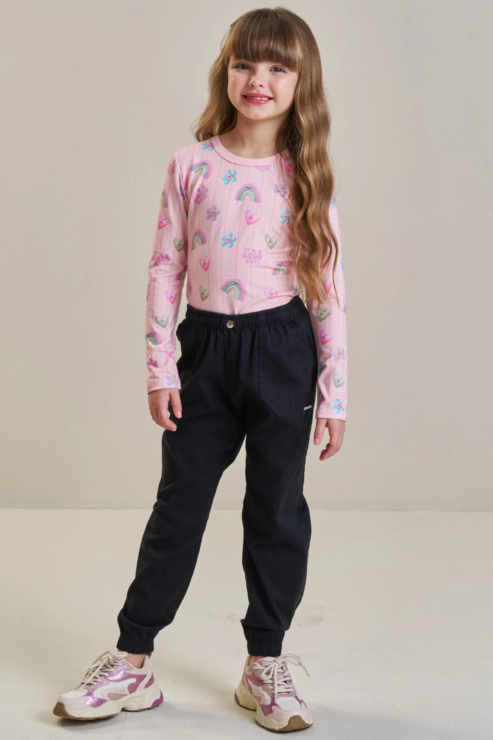 Calça Jogger em Sarja com Elastano 94024 Infanti Infantil Menina