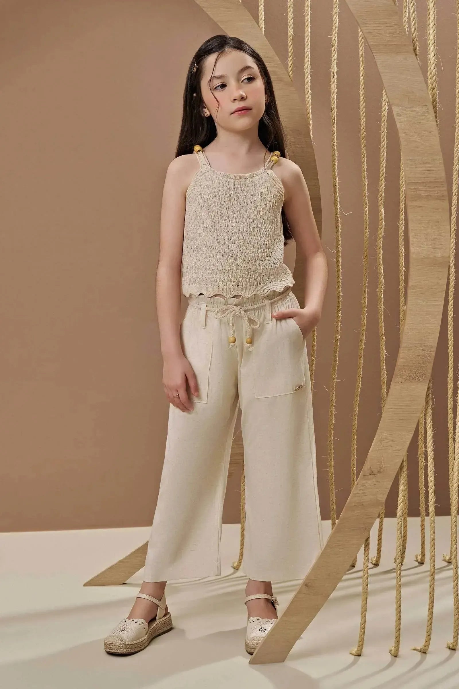 Calça Mariner em Linho Deluxe 95411 Infanti Infantil Menina