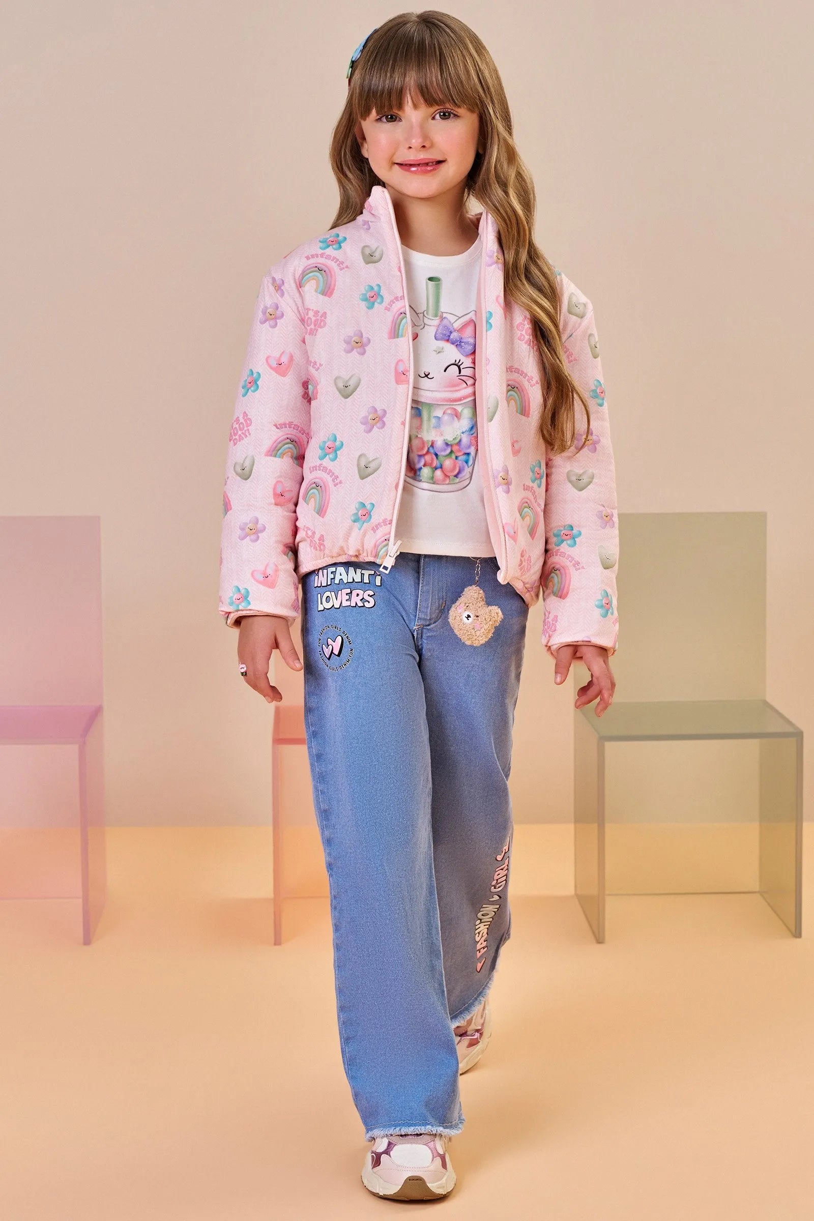 Calça Wide Leg em Jeans com Elastano 90792 Infanti Infantil Menina