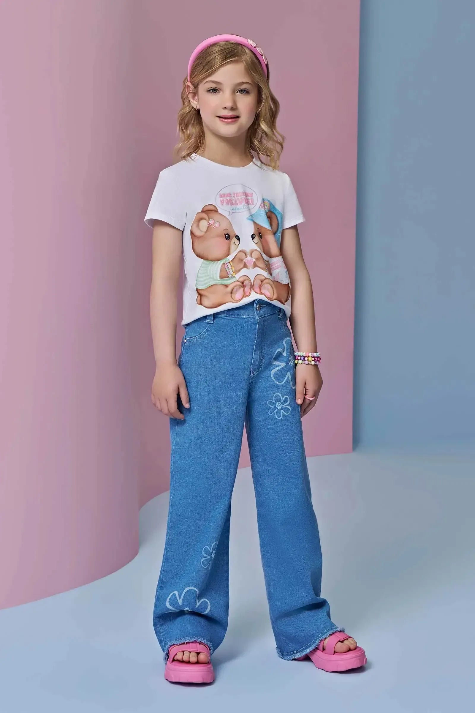 Calça Wide Leg em Jeans com Elastano 95404 Infanti Infantil Menina
