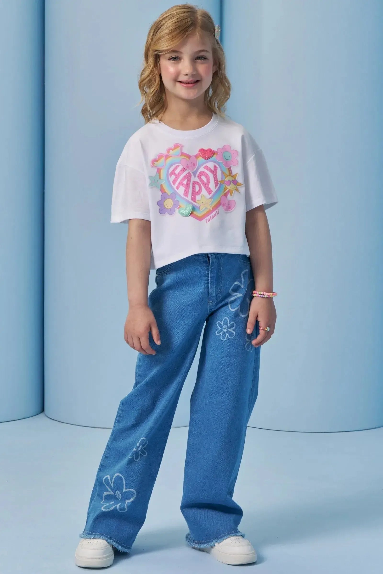 Calça Wide Leg em Jeans com Elastano 95404 Infanti Infantil Menina