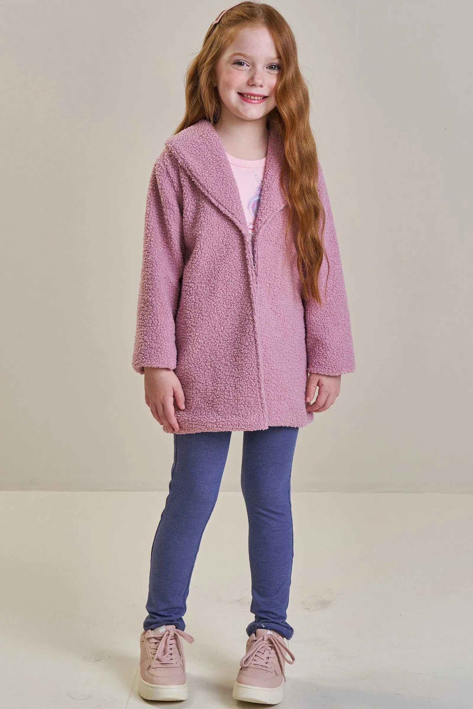 Casaco Alongado em Pelo Durban 92658 Infanti Infantil Menina