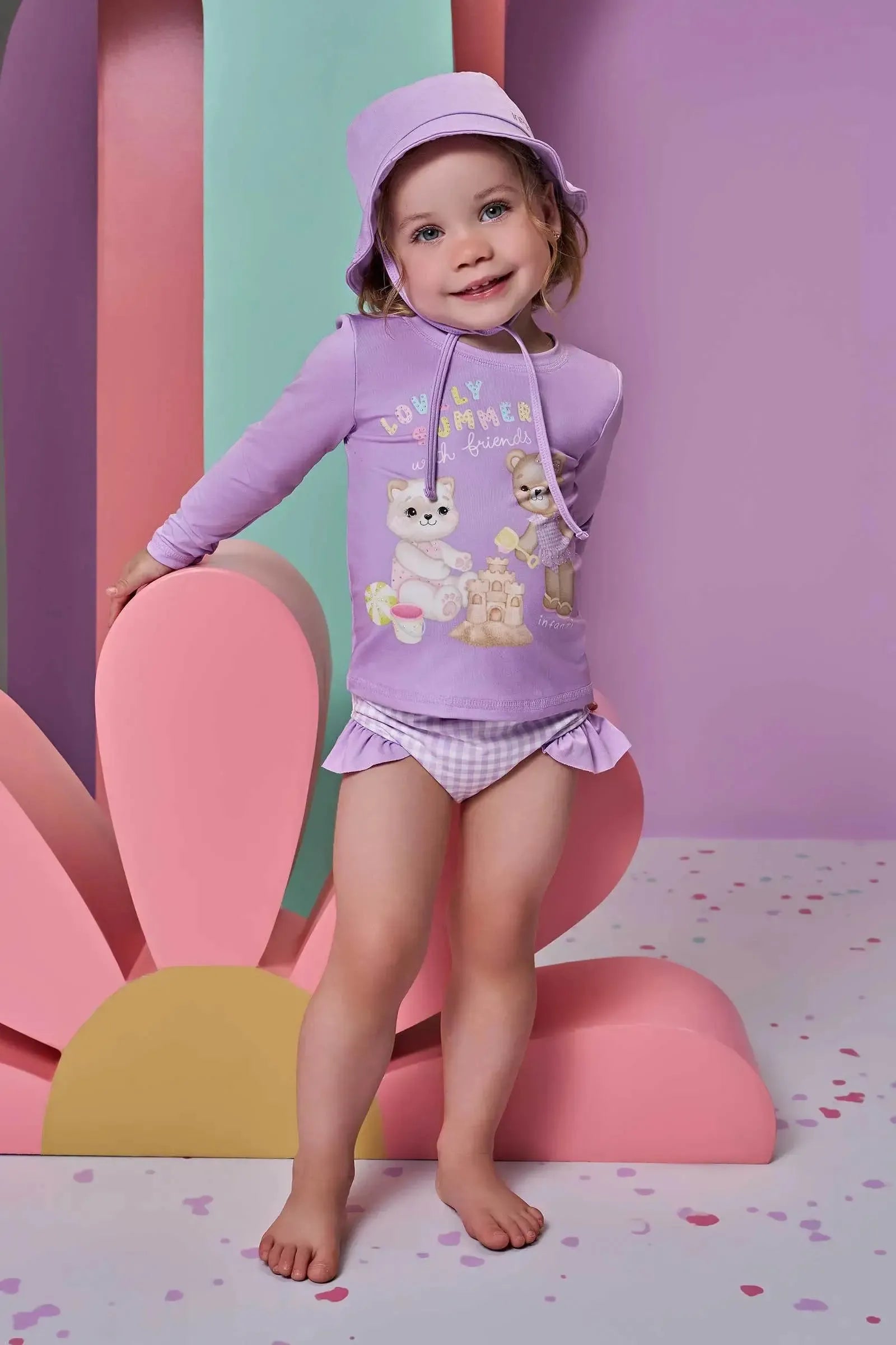Chapéu em Malha UV Dry com Proteção UV 50+ 95599 Infanti Bebê Menina