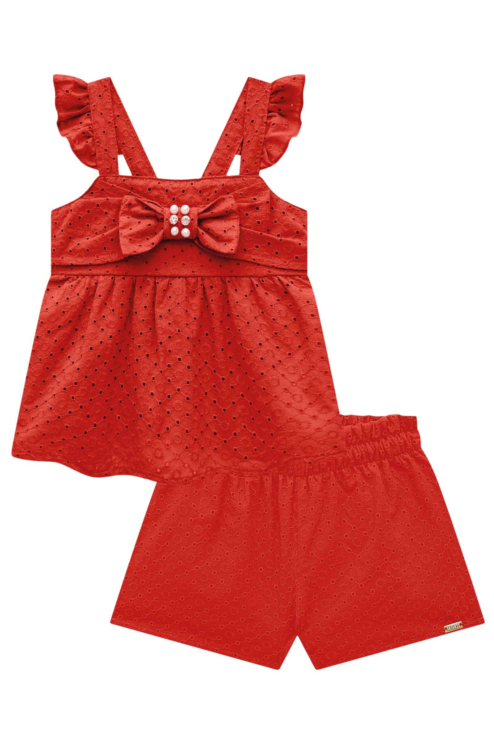 Conjunto de Bata e Shorts em Laise Summer 77575 Infanti