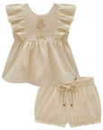 Conjunto de Bata e Shorts em Linho com Elastano 98560 Infanti Bebê Menina