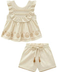 Conjunto de Bata e Shorts em Linho Santorine com Elastano 96187 Infanti Infantil Menina