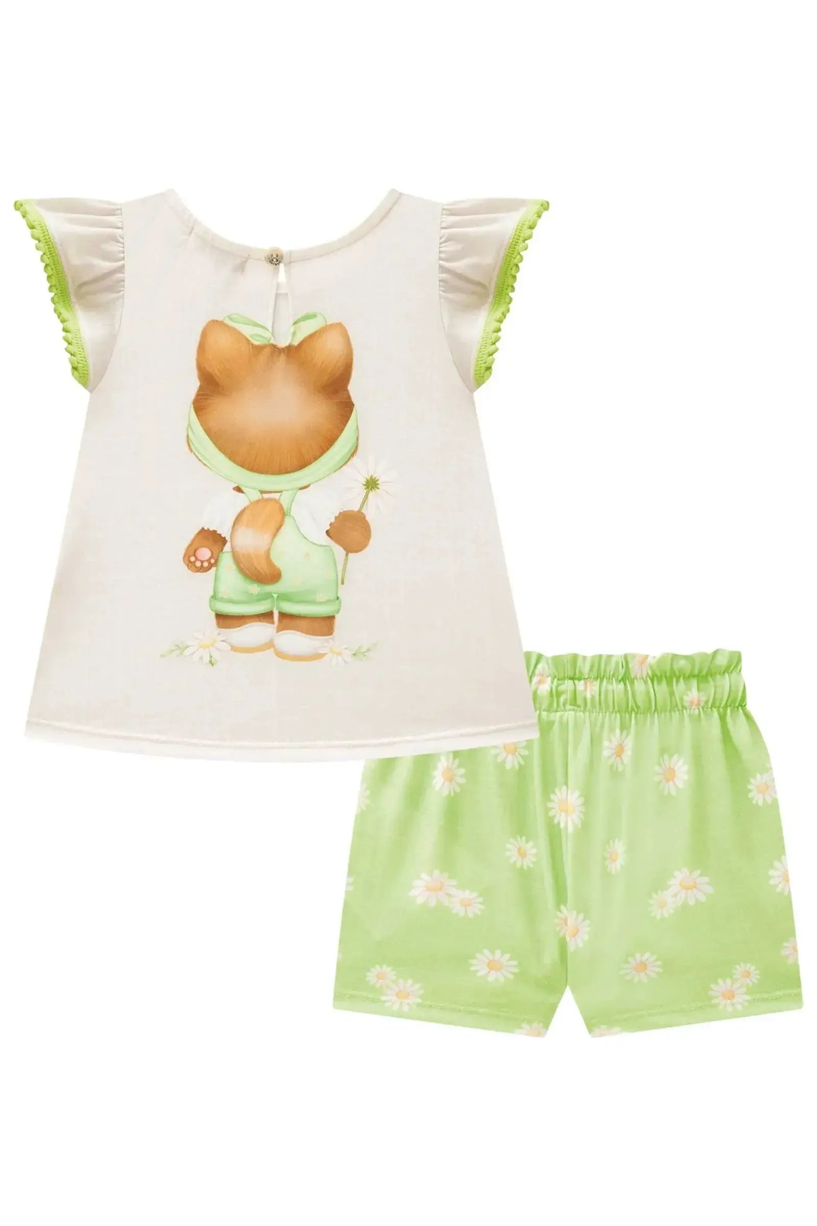 Conjunto de Bata e Shorts em Malha Fresh 87162 Infanti Bebê Menina