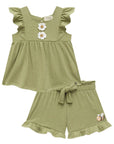 Conjunto de Bata e Shorts em Malha Wave Linho 74749 Infanti