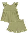 Conjunto de Bata e Shorts em Malha Wave Linho 74749 Infanti