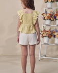 Conjunto de Bata em Blend de Linho Bordado com Shorts em Sarja com Elastano 98107 Infanti Infantil Menina
