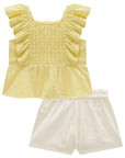 Conjunto de Bata em Blend de Linho Bordado com Shorts em Sarja com Elastano 98107 Infanti Infantil Menina