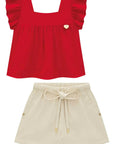 Conjunto de Bata em Blend de Viscose e Shorts em Sarja com Elastano 96603 Infanti Infantil Menina