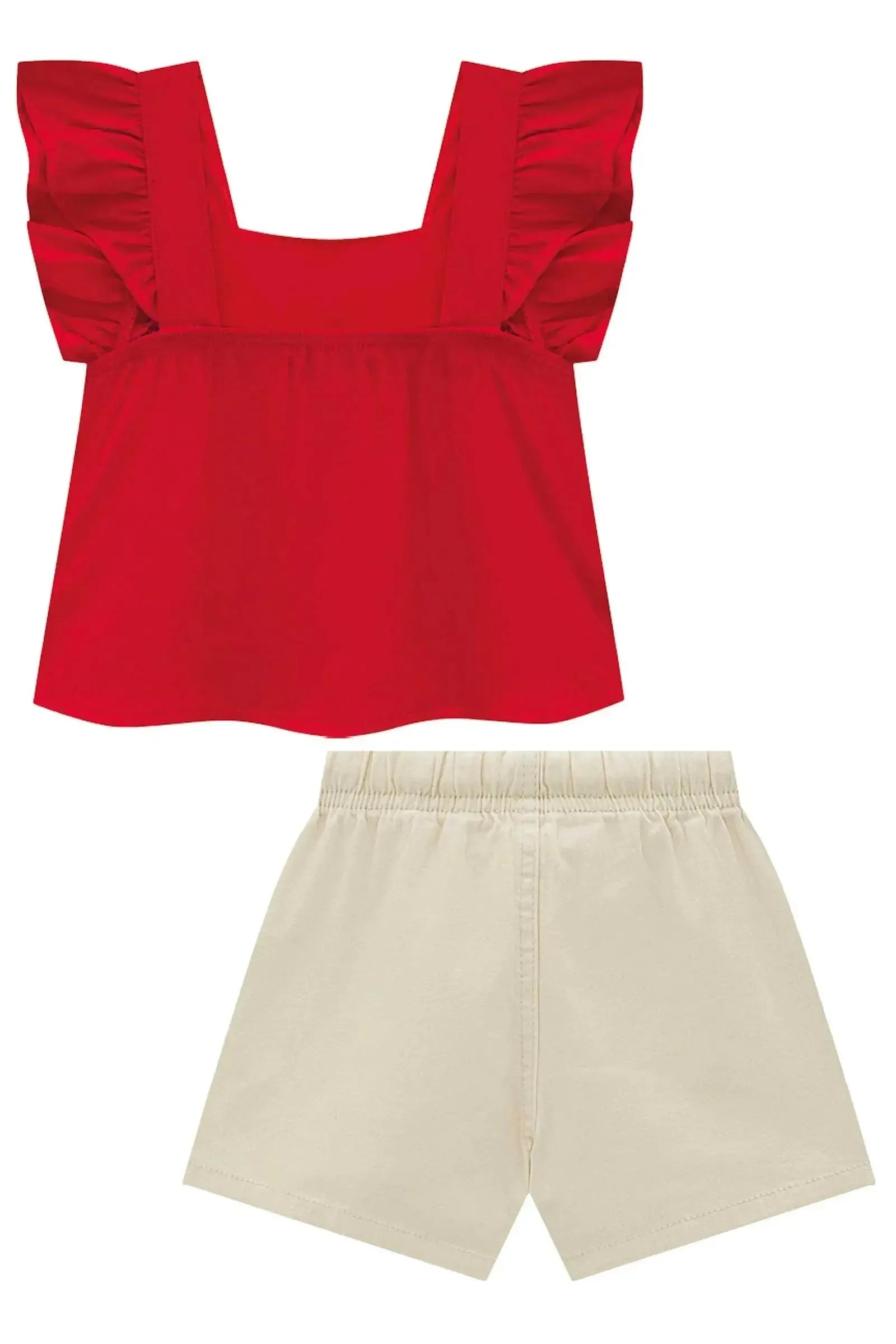 Conjunto de Bata em Blend de Viscose e Shorts em Sarja com Elastano 96603 Infanti Infantil Menina