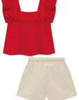 Conjunto de Bata em Blend de Viscose e Shorts em Sarja com Elastano 96603 Infanti Infantil Menina