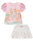 Conjunto de Bata em Canelado Maui com Shorts em Molevisco 74737 Infanti