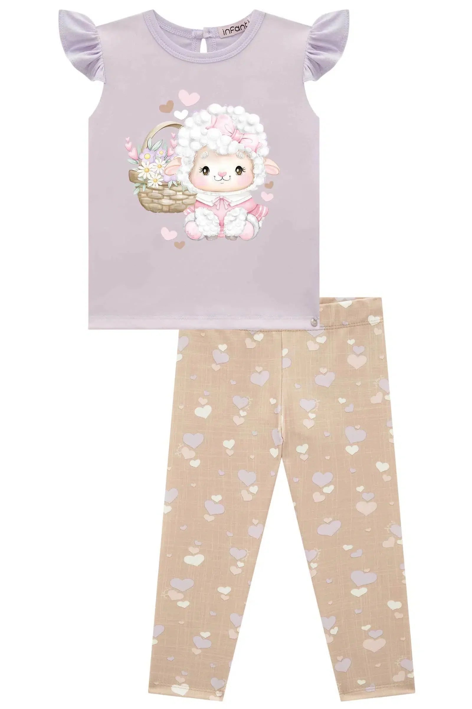 Conjunto de Bata em Cotton com Calça Legging em Molecotton 82322 Infanti