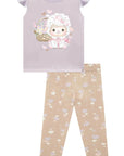 Conjunto de Bata em Cotton com Calça Legging em Molecotton 82322 Infanti