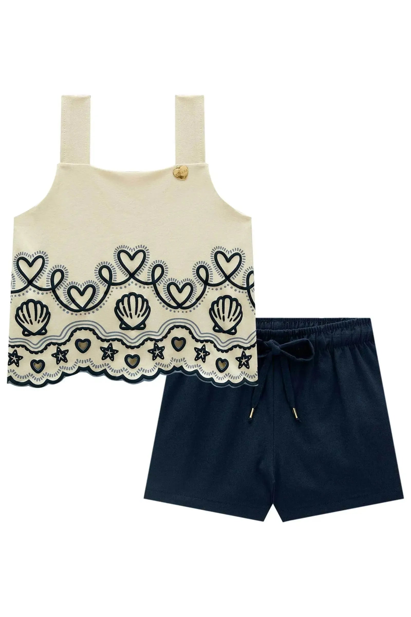 Conjunto de Bata em Cotton e Shorts em Sarja com Elastano 21736 Infanti Infantil Menina