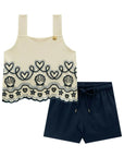 Conjunto de Bata em Cotton e Shorts em Sarja com Elastano 21736 Infanti Infantil Menina