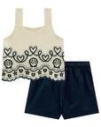 Conjunto de Bata em Cotton e Shorts em Sarja com Elastano 21736 Infanti Infantil Menina