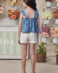 Conjunto de Bata em Denim Bordado e Shorts em Sarja com Elastano 98120 Infanti Infantil Menina