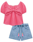 Conjunto de Bata em Laise Verano com Shorts em Jeans Bellini com Elastano 73701 Infanti