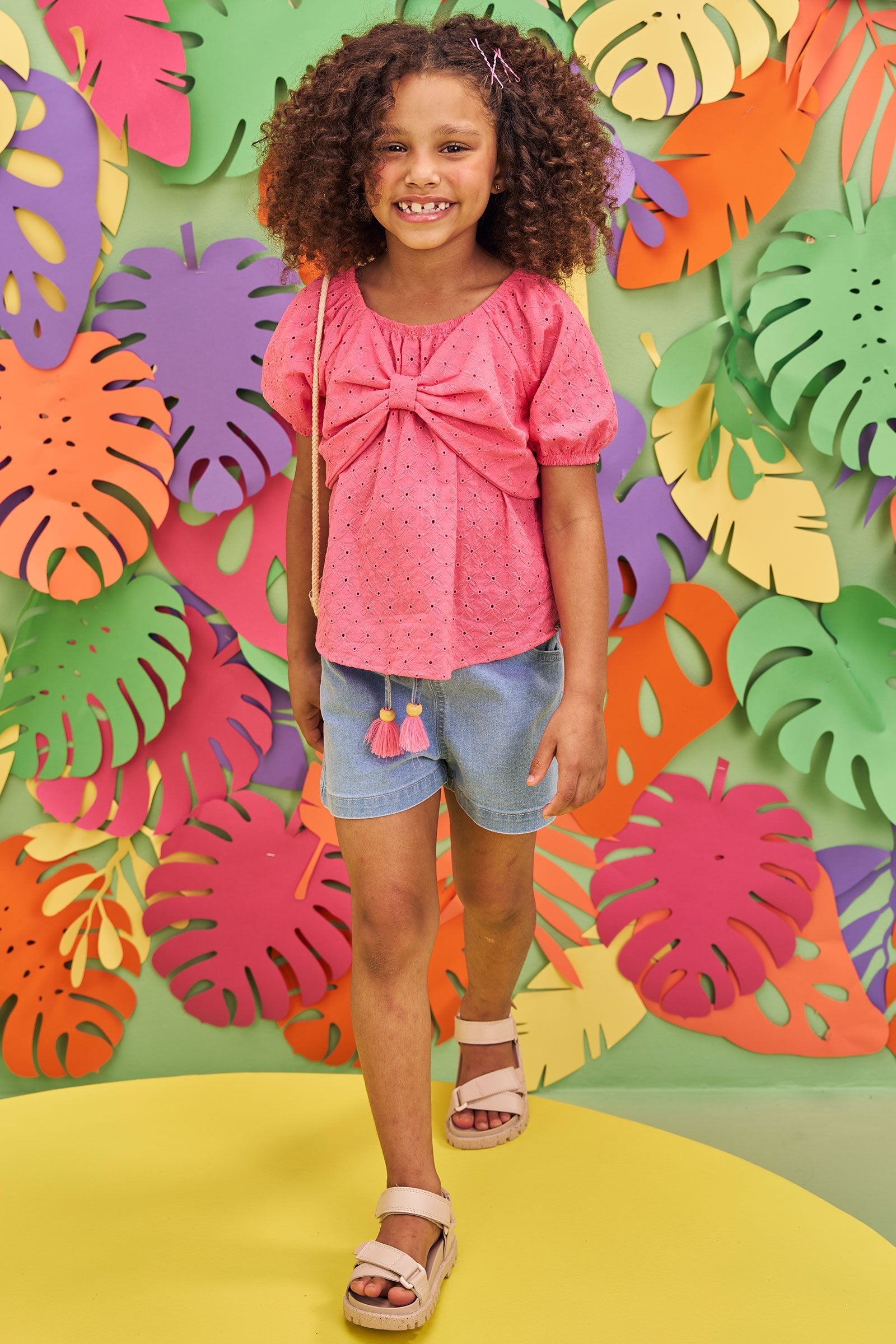 Conjunto de Bata em Laise Verano com Shorts em Jeans Bellini com Elastano 73701 Infanti