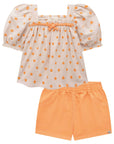 Conjunto de Bata em Linho Bordado Flores com Shorts em Sarja Daryl com Elastano 74762 Infanti