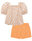 Conjunto de Bata em Linho Bordado Flores com Shorts em Sarja Daryl com Elastano 74762 Infanti