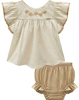 Conjunto de Bata em Linho Deluxe com Tapa Fralda em Linho com Elastano 97159 Infanti Bebê Menina