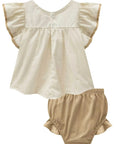 Conjunto de Bata em Linho Deluxe com Tapa Fralda em Linho com Elastano 97159 Infanti Bebê Menina