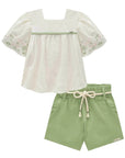 Conjunto de Bata em Linho Deluxe e Shorts em Sarja com Elastano 93559 Infanti Infantil Menina