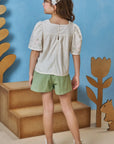 Conjunto de Bata em Linho Deluxe e Shorts em Sarja com Elastano 93559 Infanti Infantil Menina