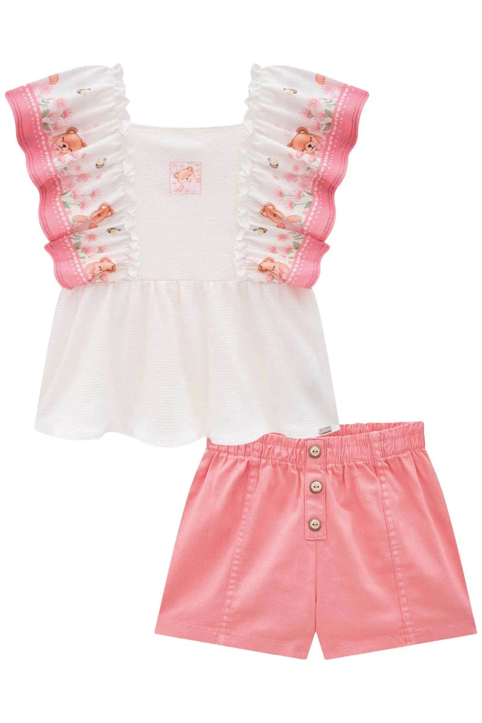 Conjunto de Bata em Malha Bee e Shorts em Sarja com Elastano 81500 Infanti