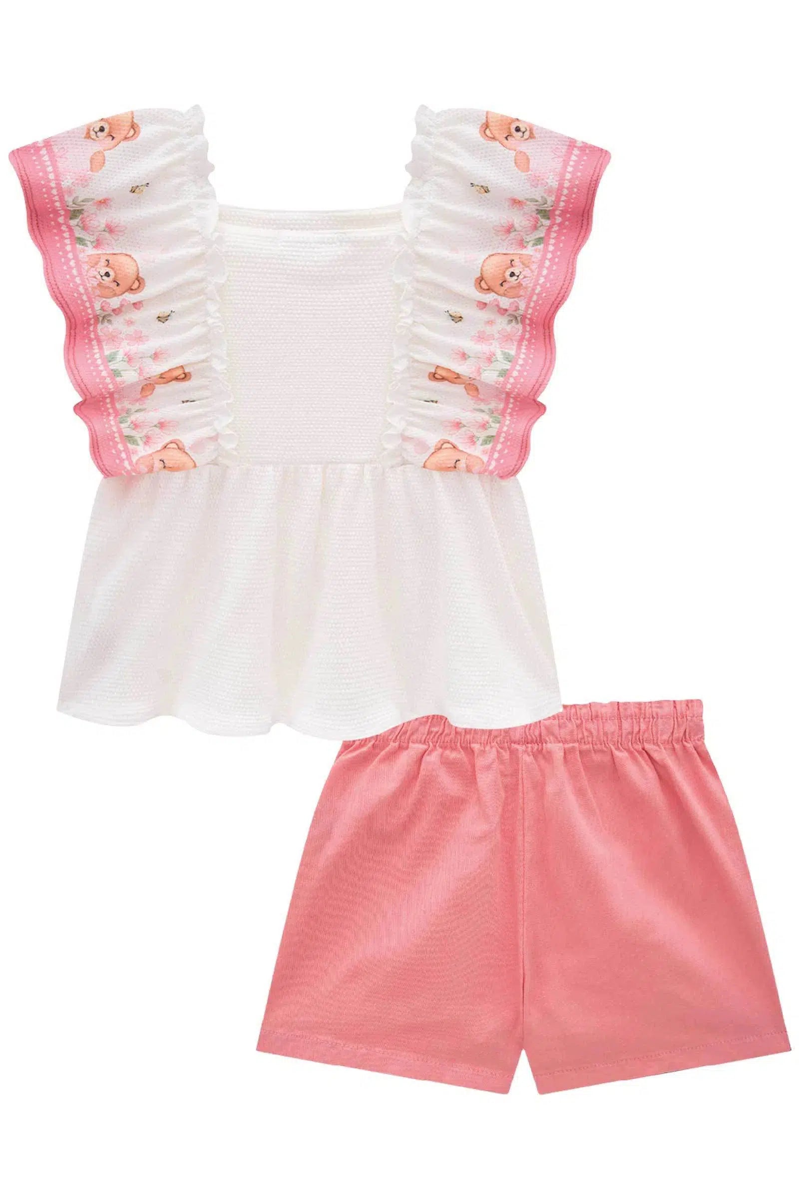 Conjunto de Bata em Malha Bee e Shorts em Sarja com Elastano 81500 Infanti